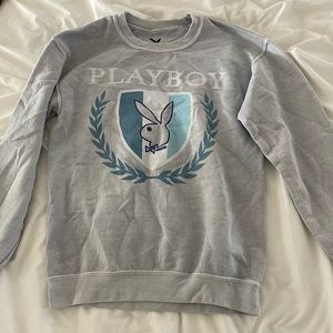 Baby blue playboy crew neck sweater